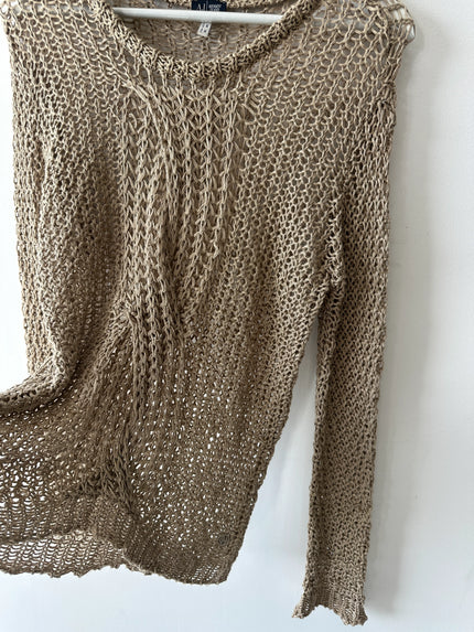 ARMANI JEANS - 2000s OPEN WEAVE KNIT LONG SLEEVE TOP