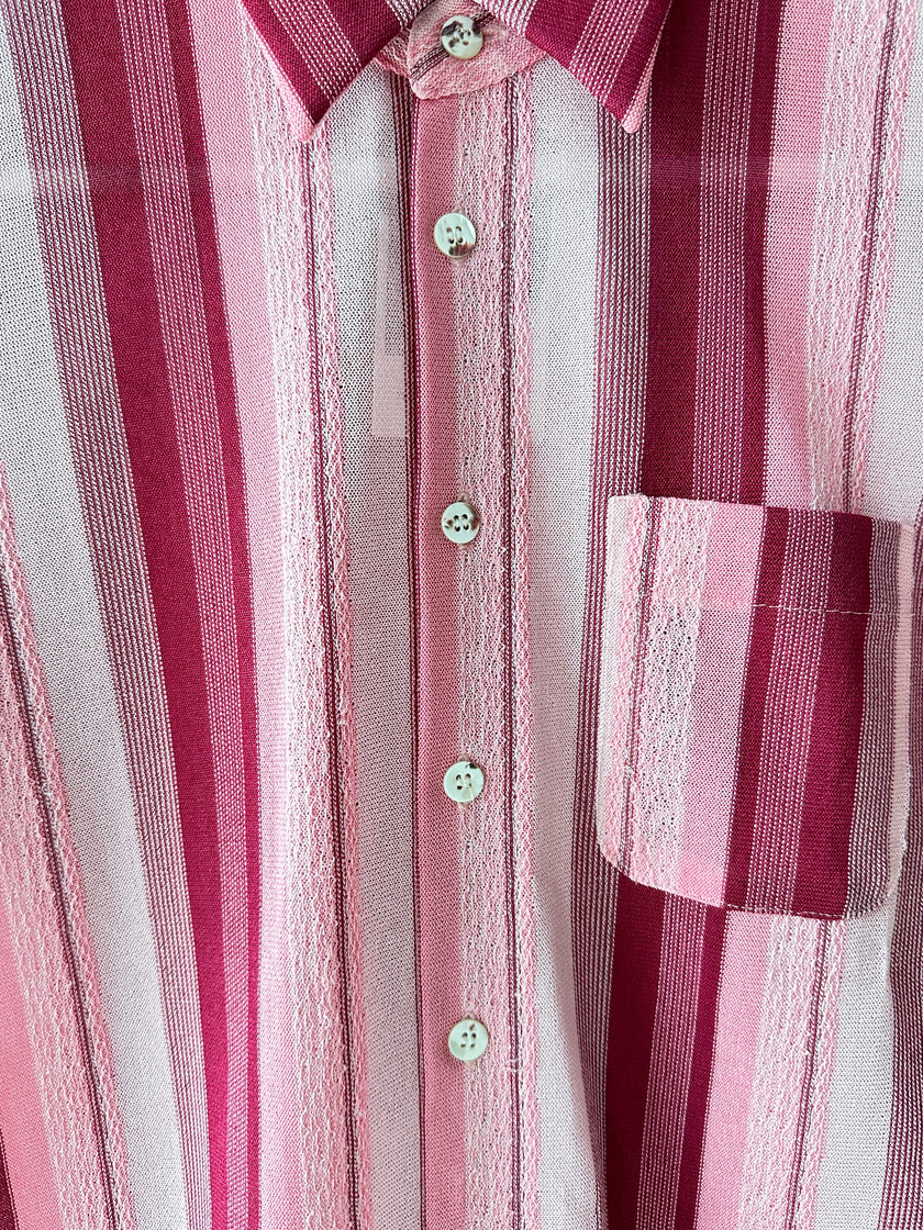 COMME DES GARÇONS - early 2000s OPEN KNIT SHORT SLEEVE BUTTONED SHIRT