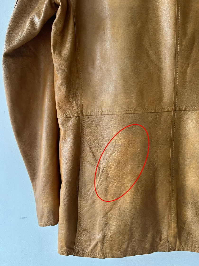 DOLCE & GABBANA - early 2000s DISTRESSED LEATHER BLAZER WITH TARTAN LINING