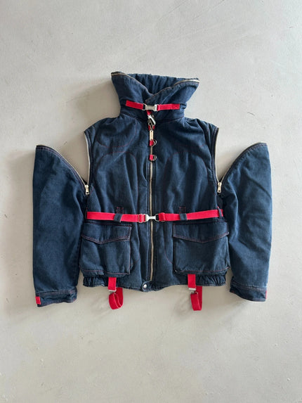 ARMANI JEANS F/W 1993 2 IN 1 BONDAGE DENIM JACKET GILET
