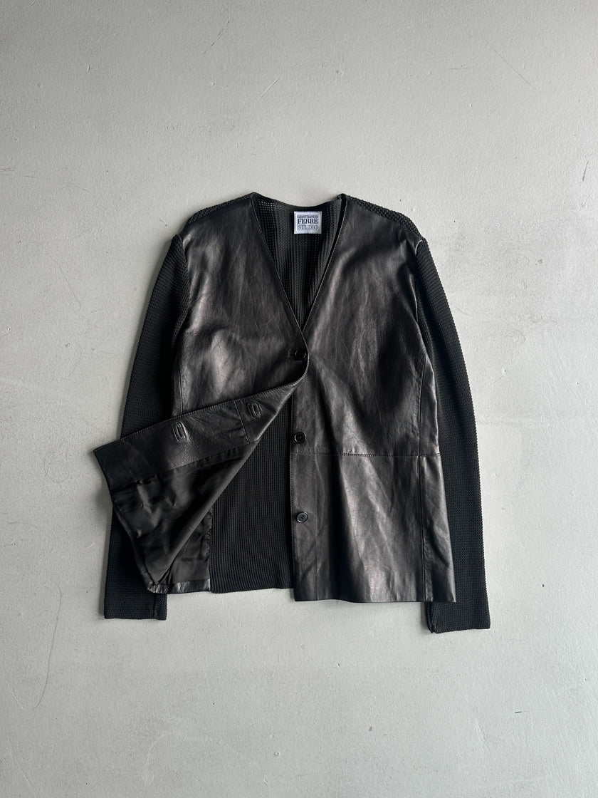 GIANFRANCO FERRÉ - 1990s LEATHER PANELED JACKET