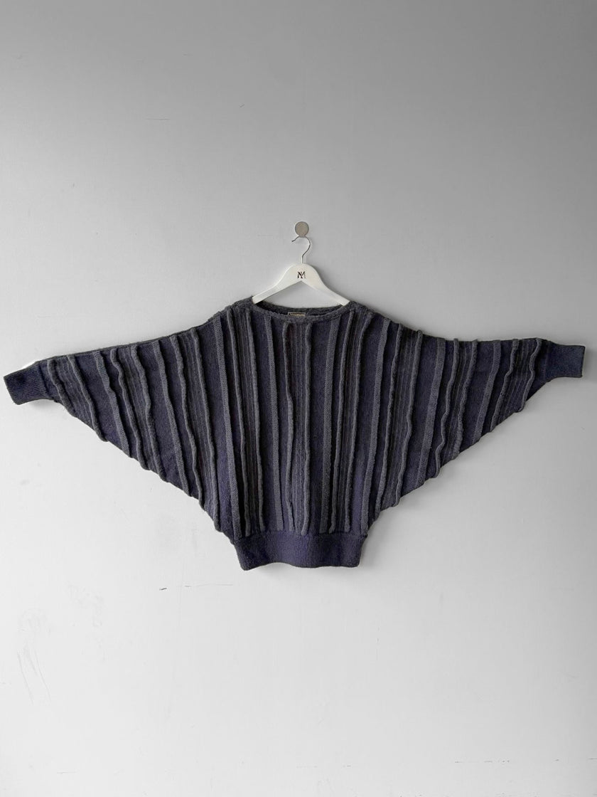 ISSEY MIYAKE - 1980s 3D BATWING SLEEVE KNIT JUMPER