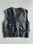 AVIATRIX - 1990s MULTI POCKETS LEATHER VEST GILET JACKET