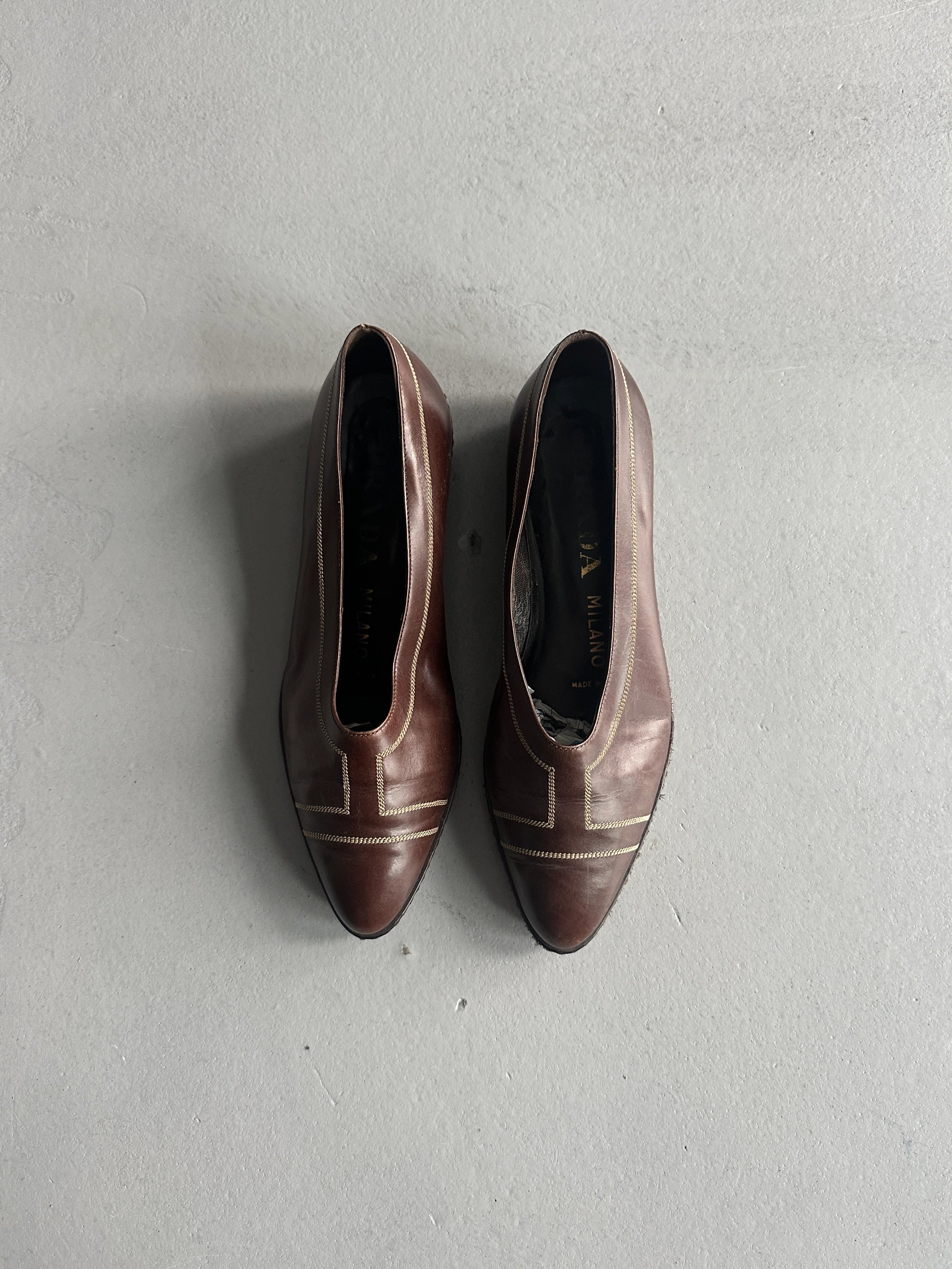 PRADA - 1990s V CUT LOAFERS