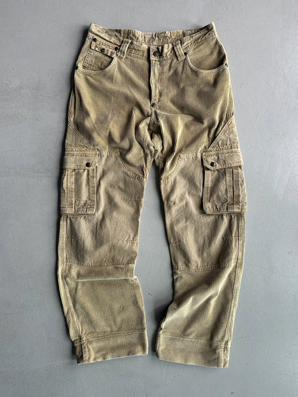 1990s WIDE LEG CORDUROY PANELS CARGO TROUSERS