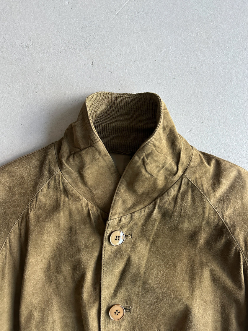 1980s DROPPED SHOULDERS SUEDE BUTTONED JACKET