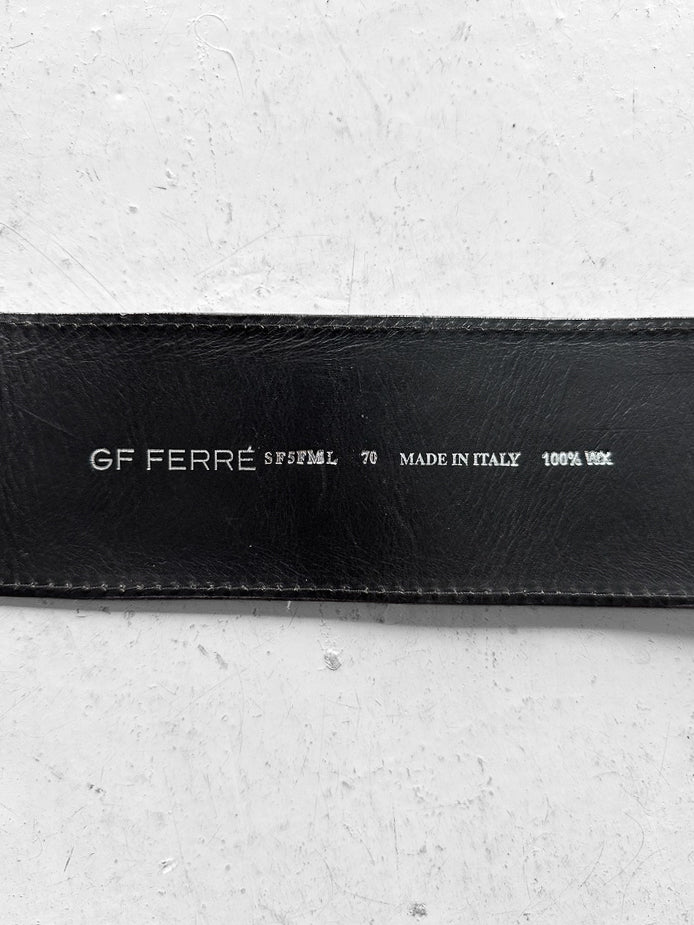 GIANFRANCO FERRÉ - late 1990s WIDE SUEDE BELT WITH DOUBLE PRONG BUCKLE