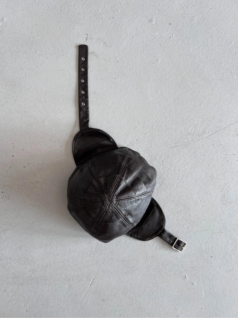 GIORGIO ARMANI 1990s HELMET INSPIRED LEATHER HAT