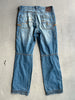 2000s WIDE LEG CARGO JEANS TROUSERS WITH CONTRASTING STICHING