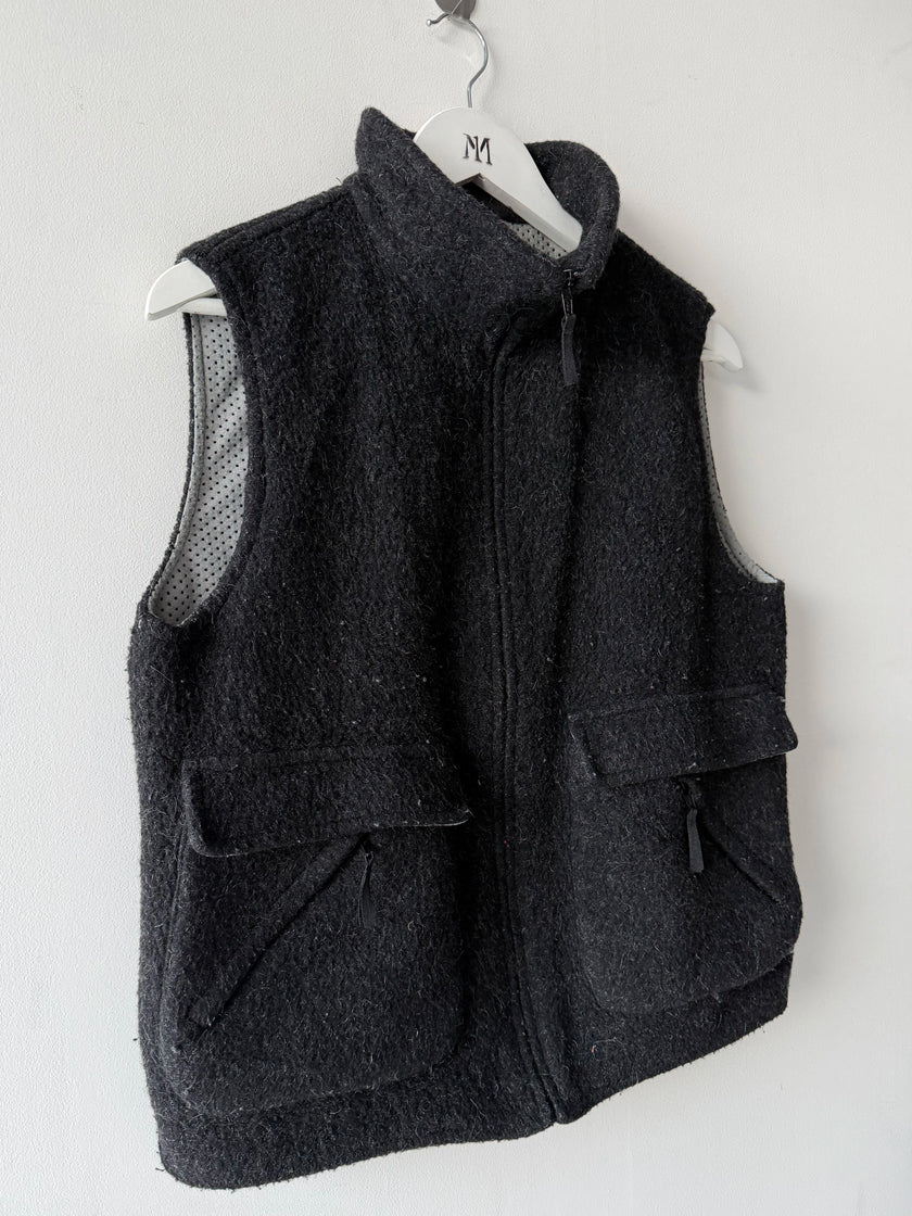 ARMANI JEANS - 1990s FUZZY HAIR ZIPPED VEST GILET