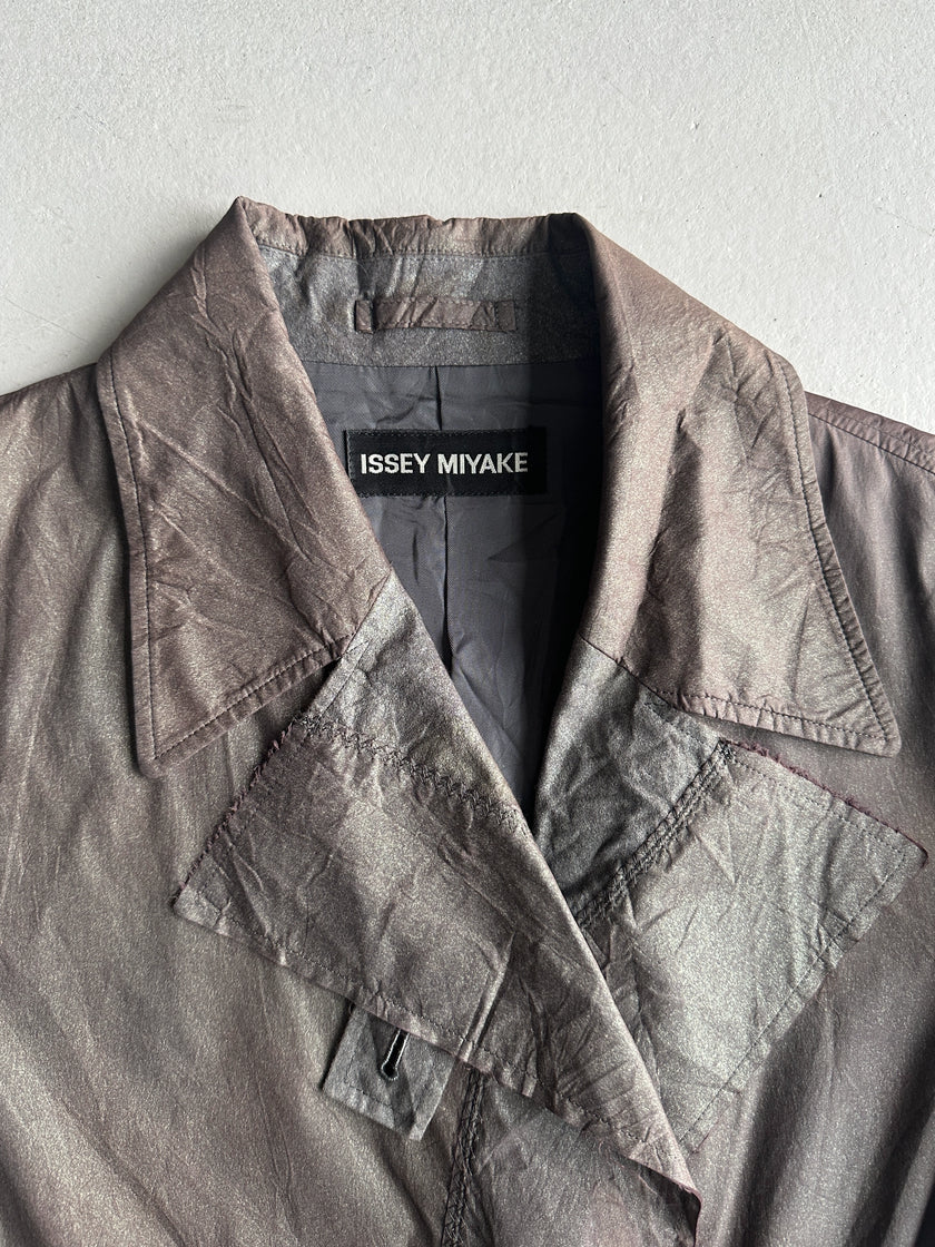 ISSEY MIYAKE - F/W 2002 METALLIC DOUBLE BREATSED TRENCH COAT
