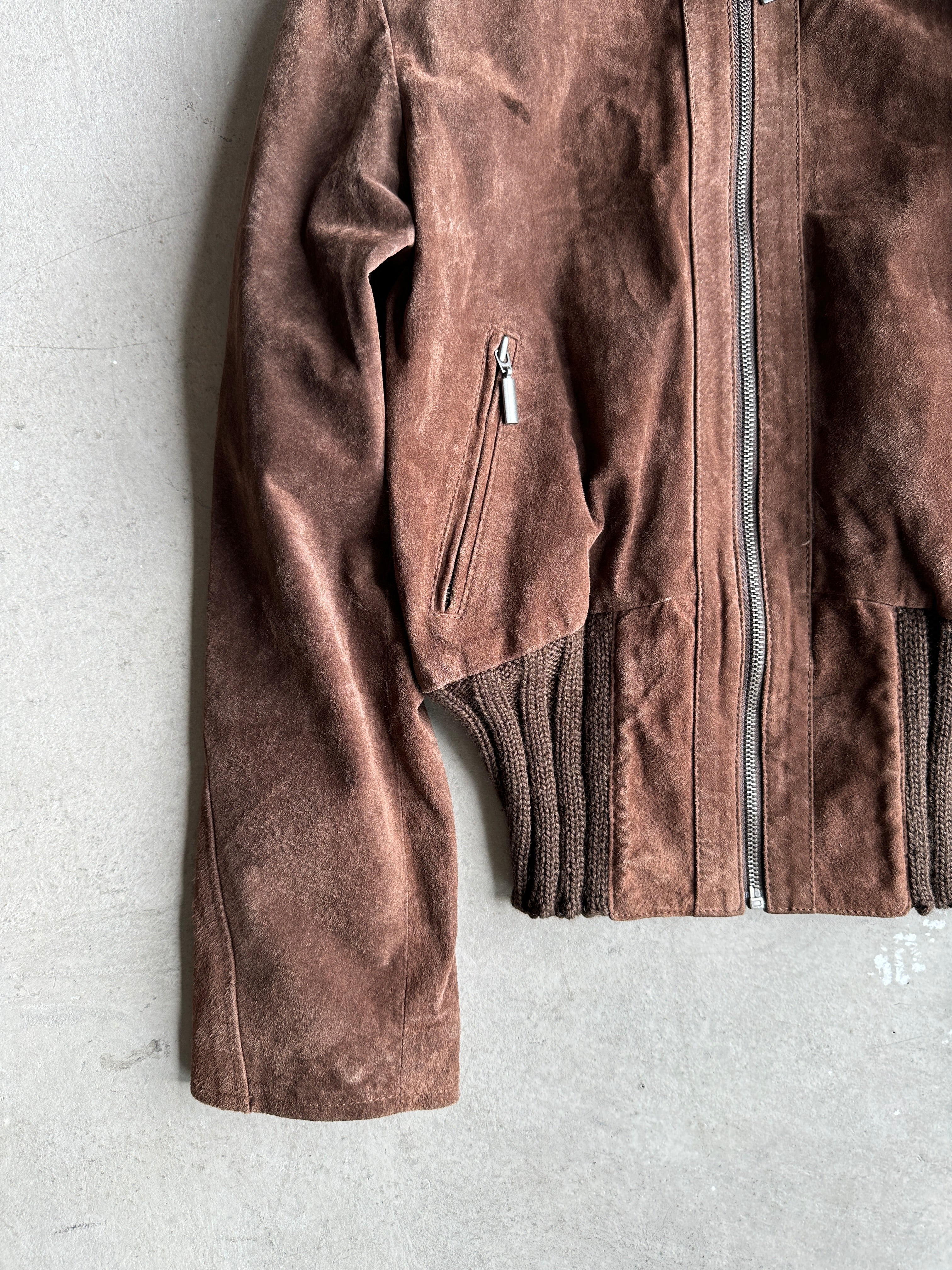 1990s SUEDE JACKET WITH KNITTED DETAILS