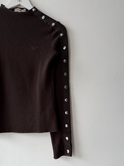 EMPORIO ARMANI - 2000s METAL BUTTON SLEEVE CROP FIT JUMPER