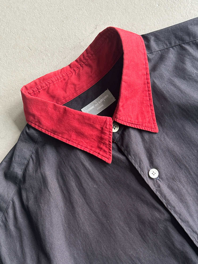 COMME DES GARÇONS HOMME - S/S 1991 CONTRASTING COLLAR SHORT SLEEVE SHIRT