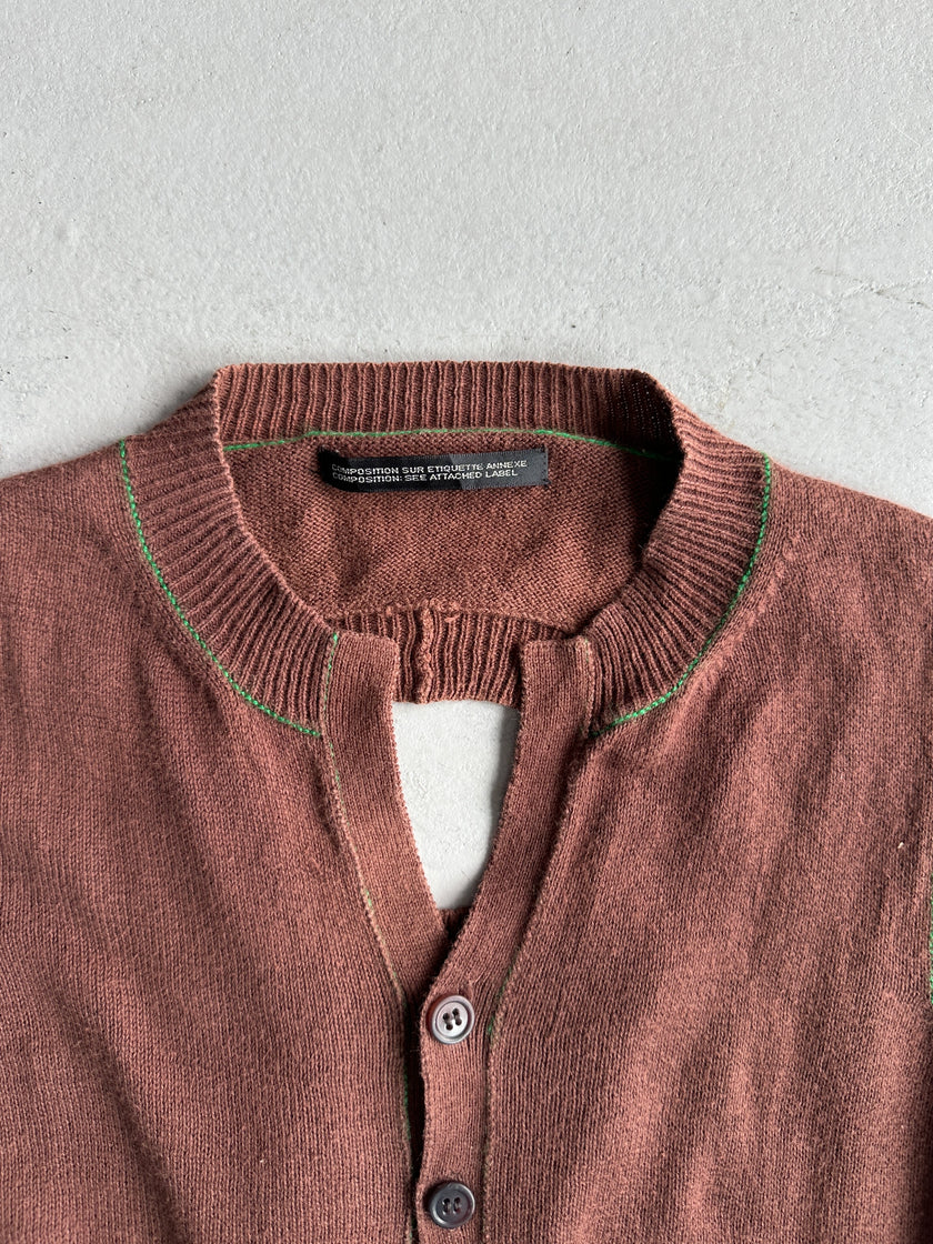 YOHJI YAMAMOTO Y's - S/S 2005 KNIT VEST TOP WITH CONTRASTING STITCHING