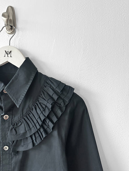YOHJI YAMAMOTO Y'S - F/W 2016 SHIRT WITH RUFFLED YOKE OVER ONE SHOULDER AND BACK