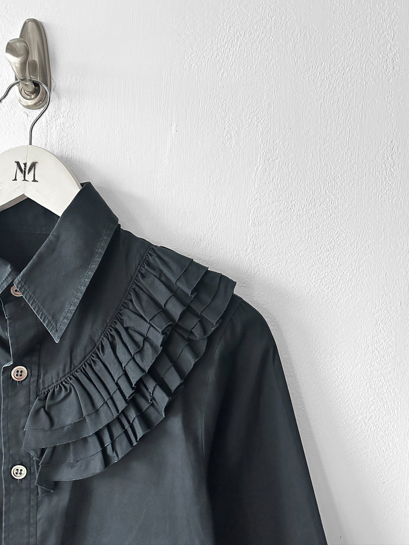 YOHJI YAMAMOTO Y'S - F/W 2016 SHIRT WITH RUFFLED YOKE OVER ONE SHOULDER AND BACK