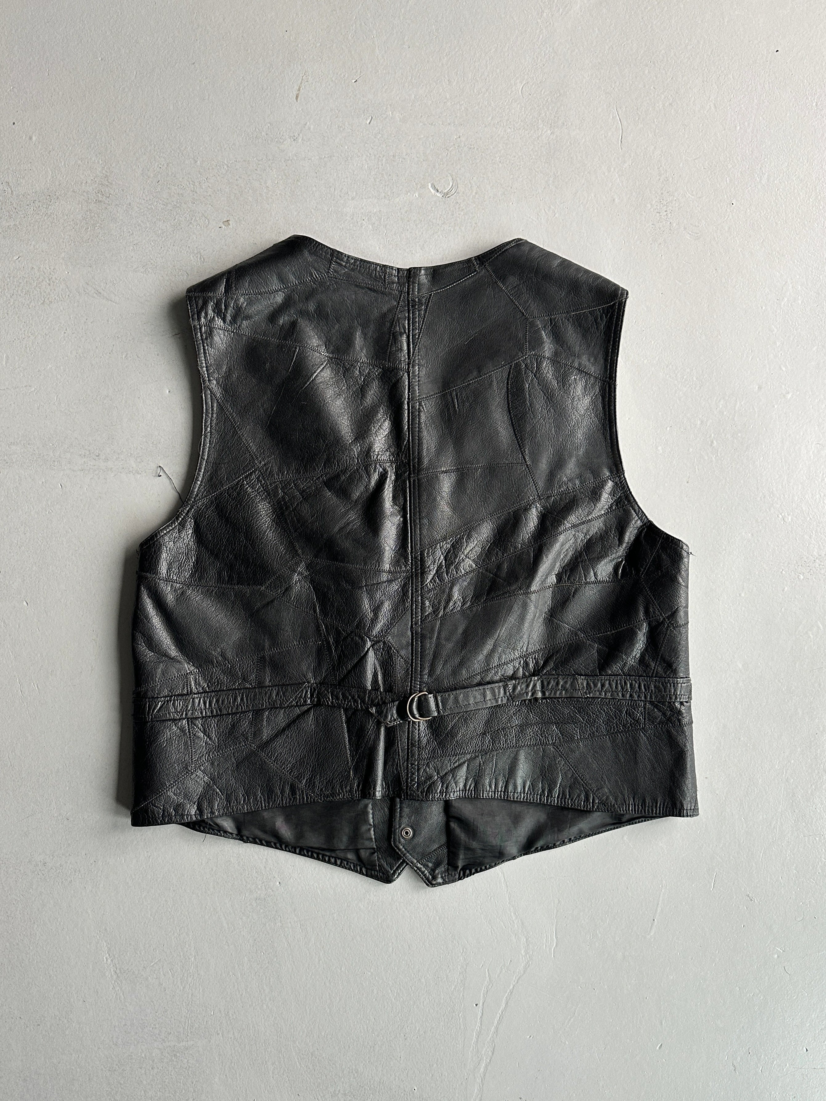 1990s STITCHED PANELING LEATHER VEST