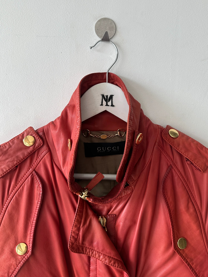GUCCI - S/S 2009 ROLLED UP SLEEVE SOFT LEATHER BIKER JACKET