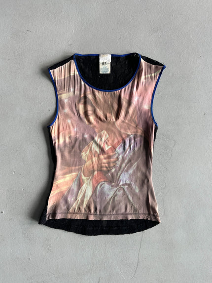 DOLCE & GABBANA - S/S 1998 VIRGIN MARY PRINT MESH BACK VEST TOP