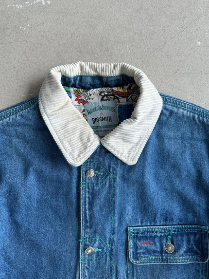 BIG SMITH - ARCHIVE 1950s-60s OVERSIZED DENIM JACKET WITH QUILTED COLLAR