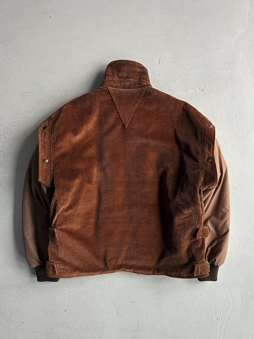 ITALIAN LABEL 1980s PANELED CORDUROY BOMBER JACKET WITH CONTRASTING SLEEVE