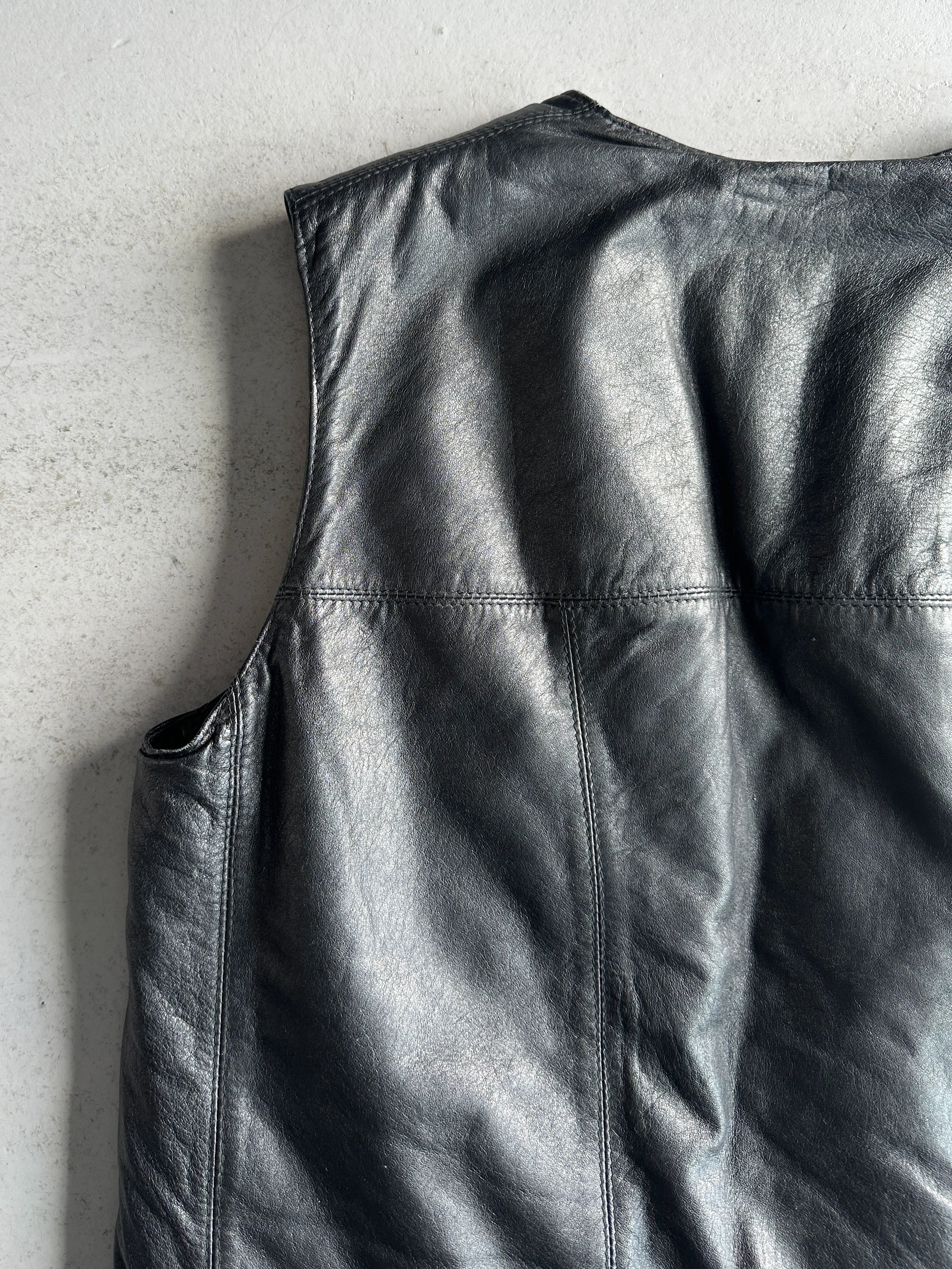 1990s REAL SHEARLING LEATHER VEST GILET JACKET