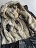 MARITHÉ + FRANÇOIS GIRBAUD - F/W 2005 LONG PINSTRIPE JACKET WITH FAUX FUR HOOD