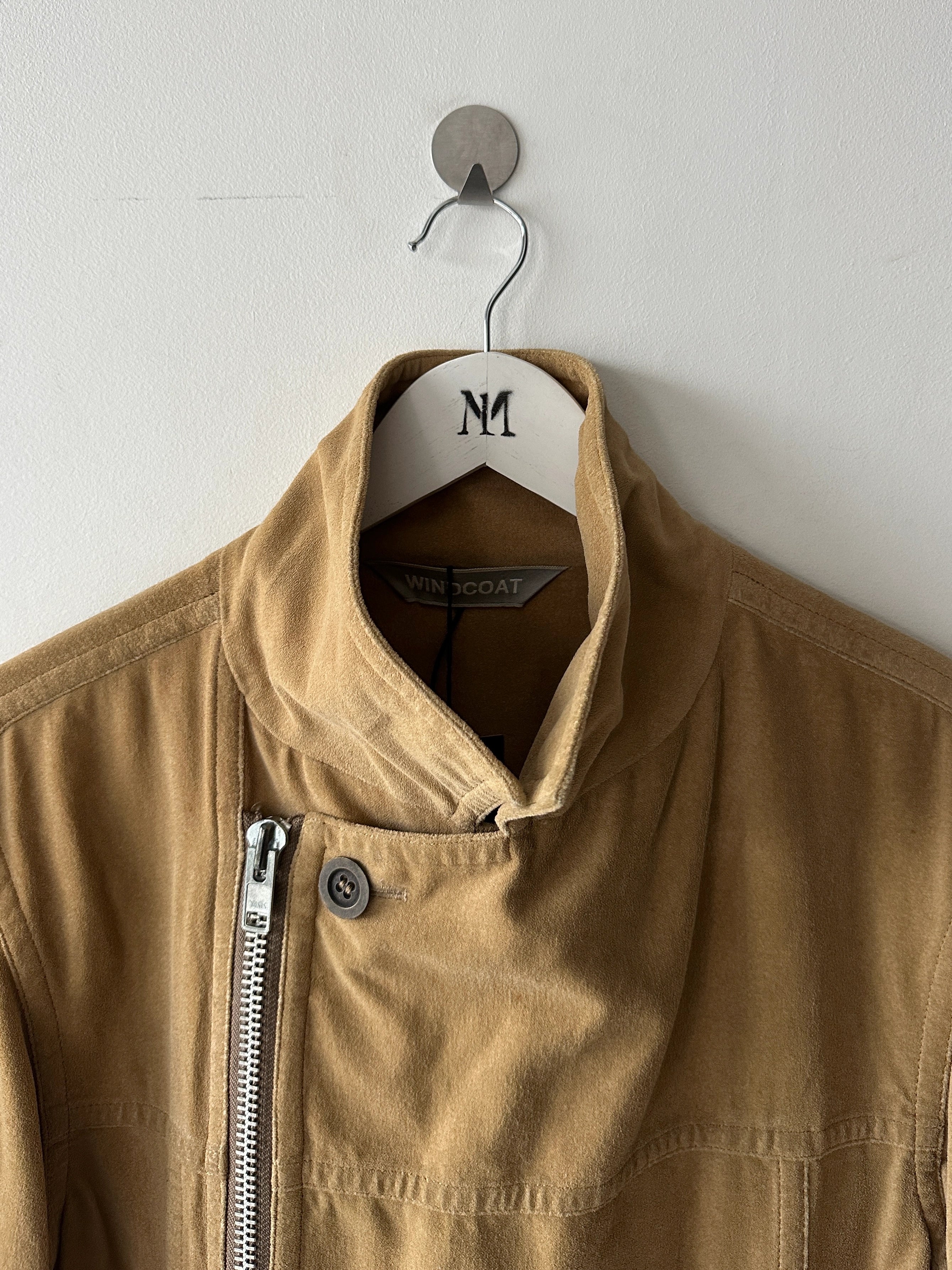 ISSEY MIYAKE WINDCOAT - 1980s ASYMMETRIC ZIP JACKET WITH MINI SKIRT LIKE PANEL