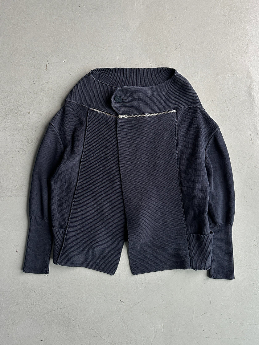 MARITHÉ + FRANÇOIS GIRBAUD - early 2000s ZIP DETAIL AT COLLAR OPEN FRONT CARDIGAN