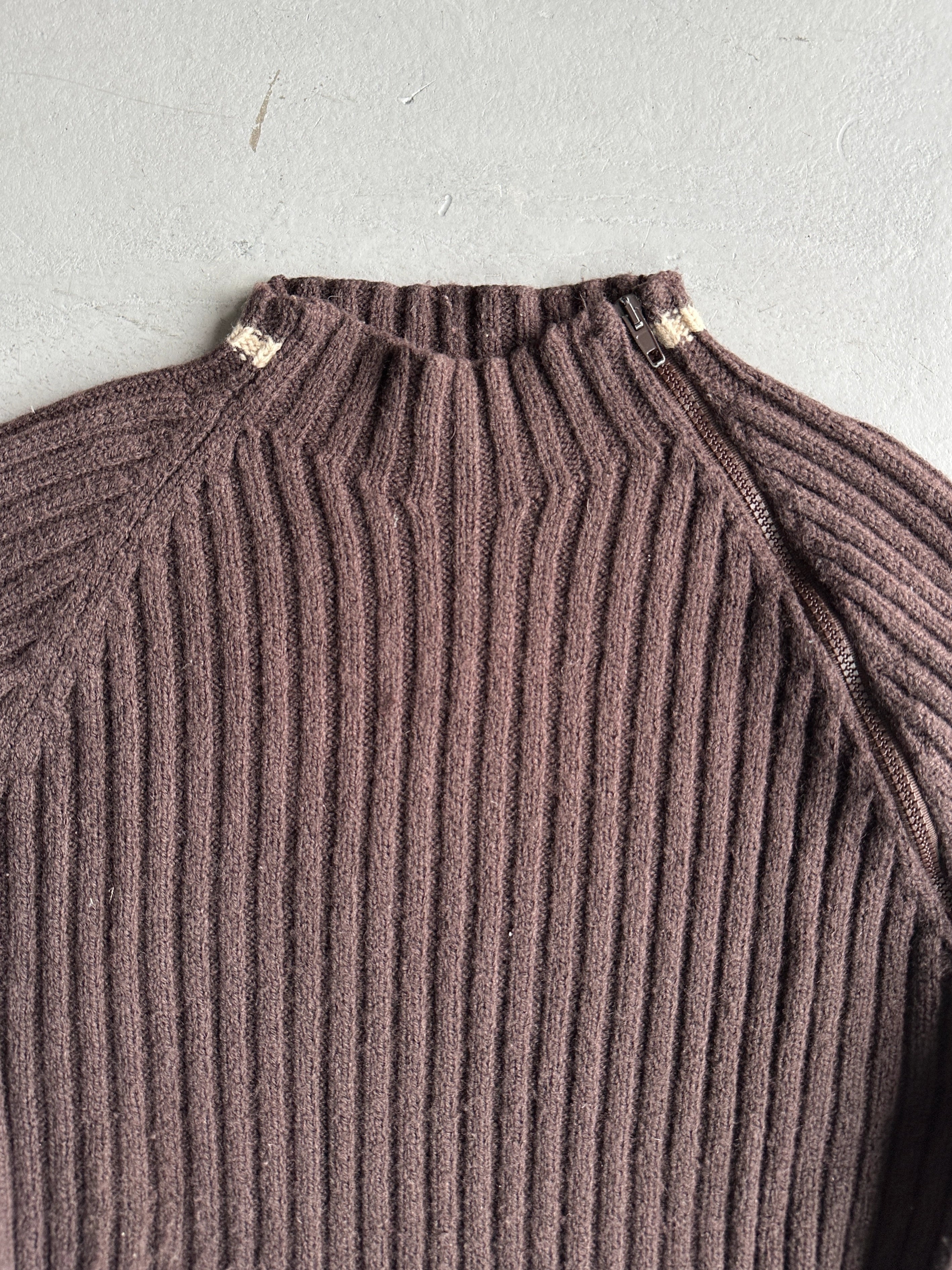 DANIELE ALESSANDRINI - 1990s RIBBED KNIT JUMPER WITH FULL ASYMMETRICAL SIDE ZIP