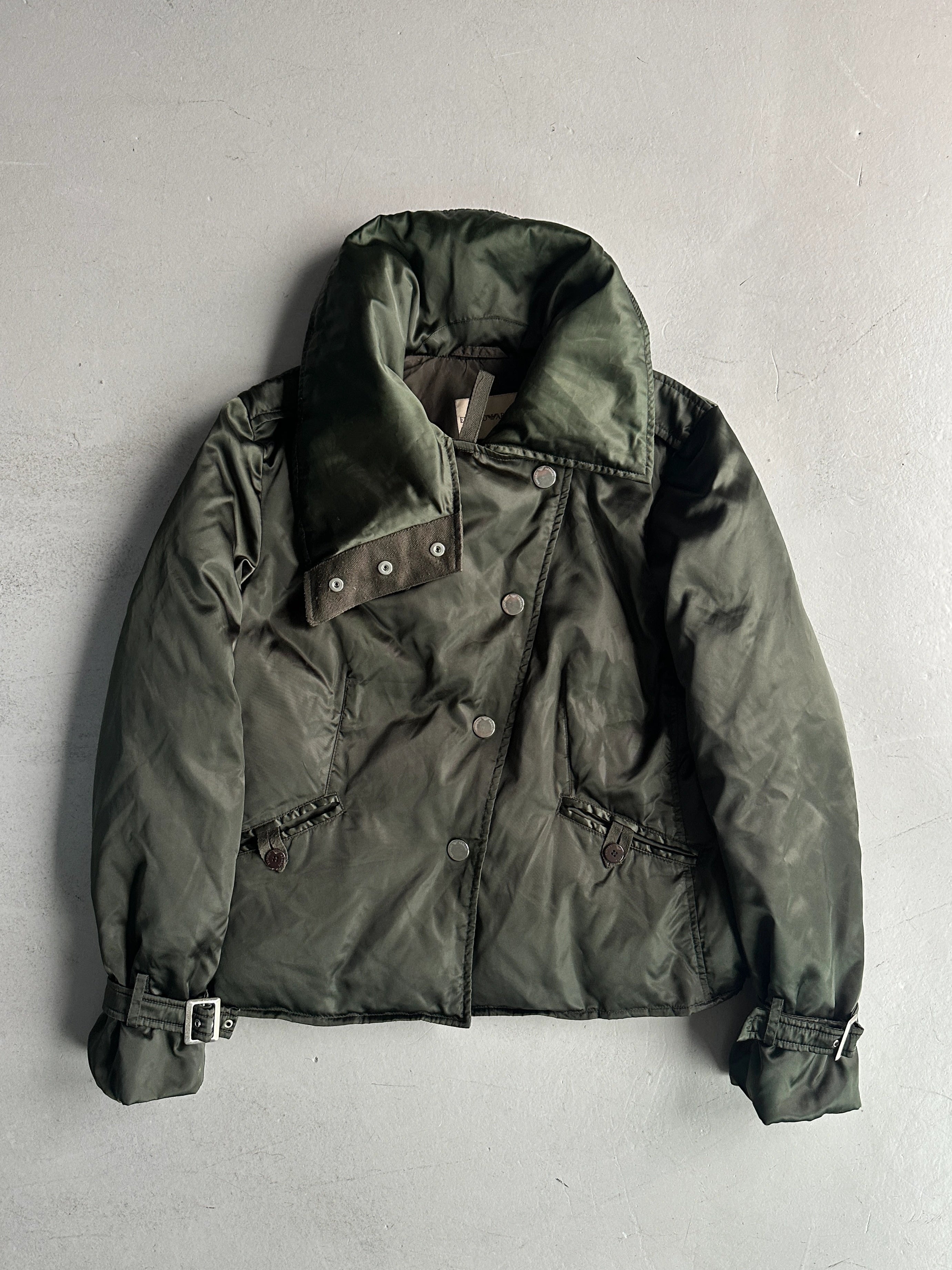 EMPORIO ARMANI - early 2000s ASYMMETRICAL FRONT CLOSURE FUNNEL NECK JACKET