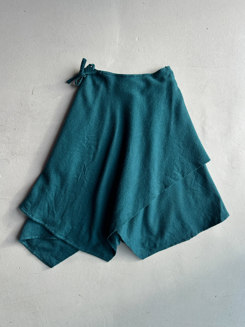 ISSEY MIYAKE -  1970s WOOL ASYMMETRIC WRAP SKIRT