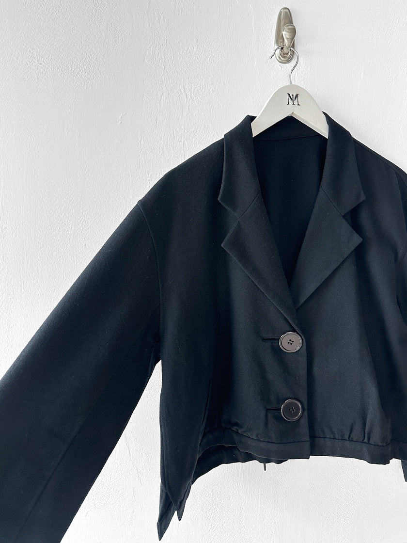 YOHJI YAMAMOTO Y's - 1980s BOXY WOOL JACKET WITH BACK BUCKLE STRAP