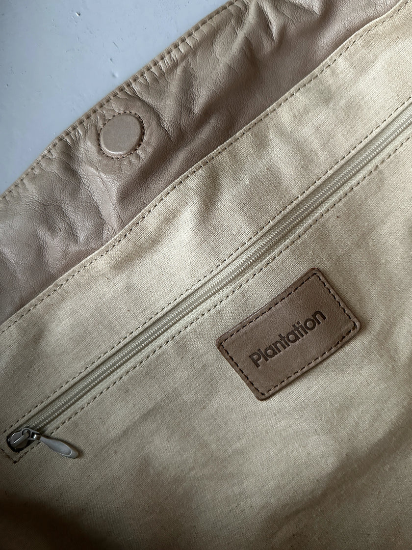 ISSEY MIYAKE PLANTATION - 1990s LEATHER SLOUCHY SHOULDER BAG
