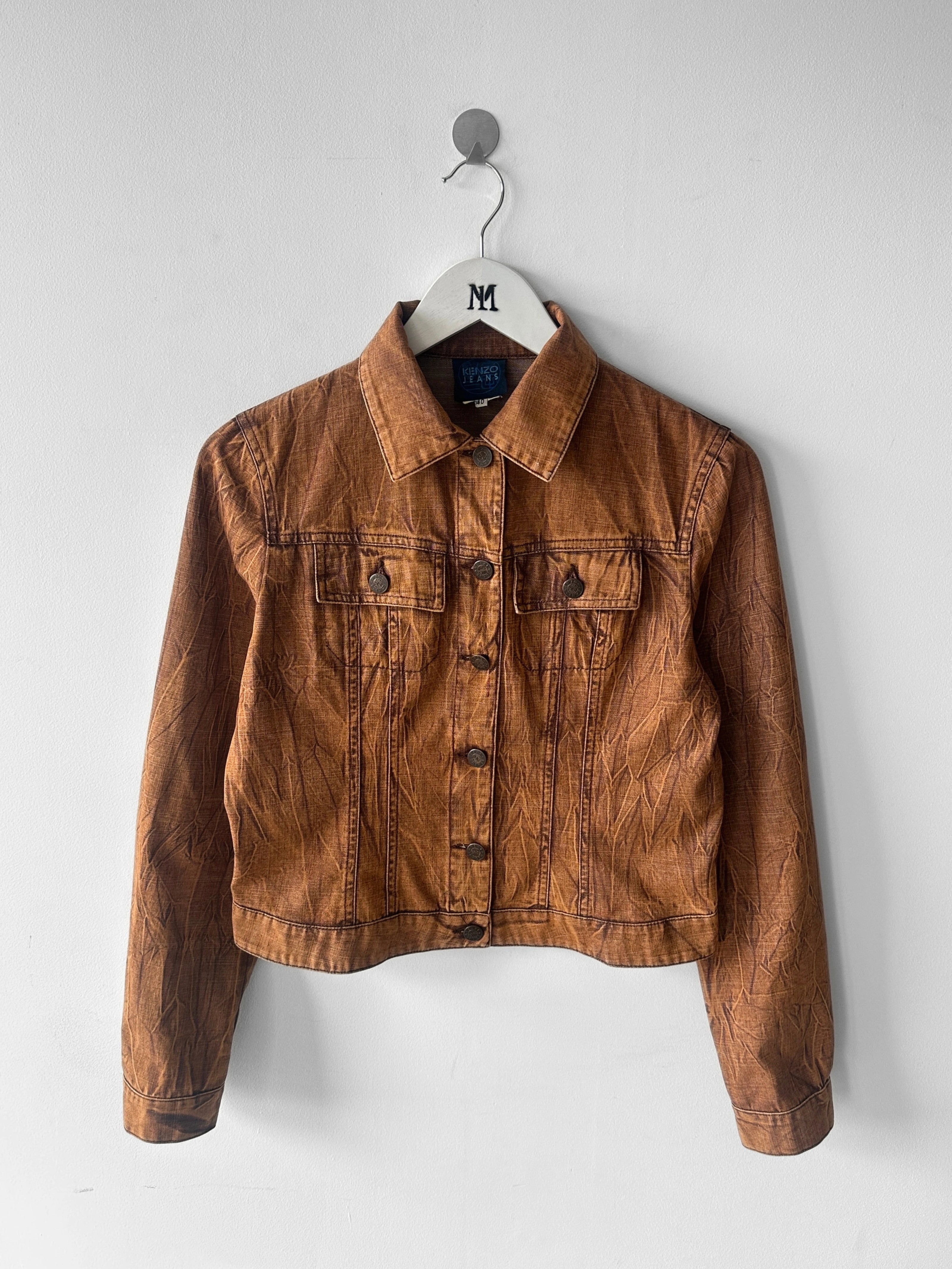 KENZO  - 1980s DENIM JACKET WITH CRINKLED EFFECT WASH