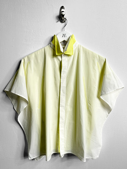 ISSEY MIYAKE - S/S 2014 LAYERED BLOUSE WITH CONTRASTING YELLOW INNERN LAYER