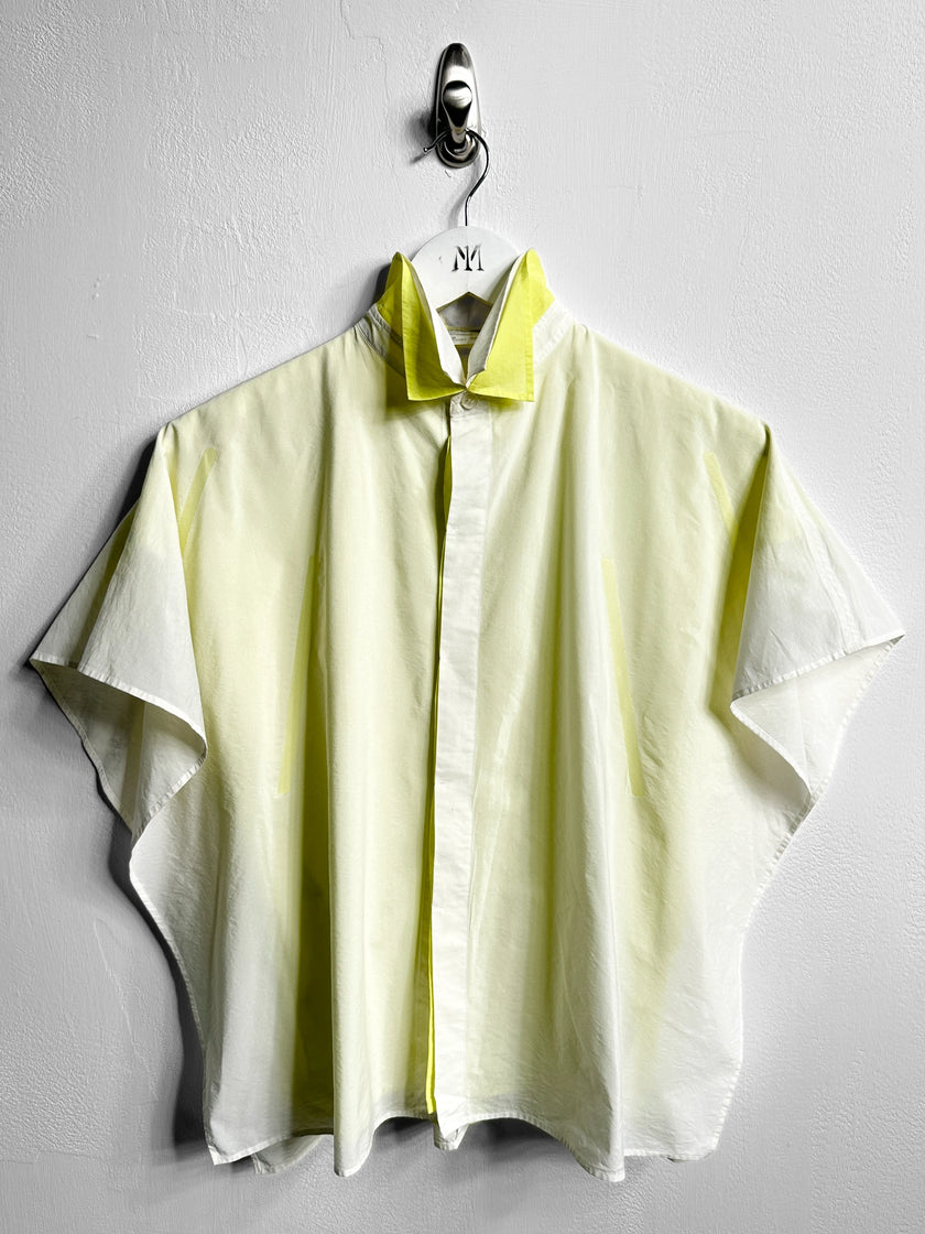 ISSEY MIYAKE - S/S 2014 LAYERED BLOUSE WITH CONTRASTING YELLOW INNERN LAYER