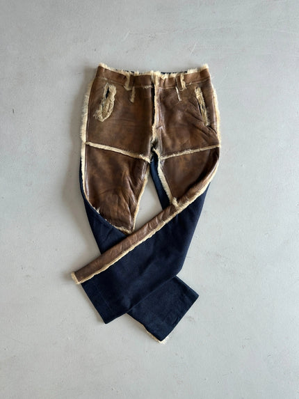 DOLCE & GABBANA 2000s SAMPLE SHEARLING PANELED TROUSERS