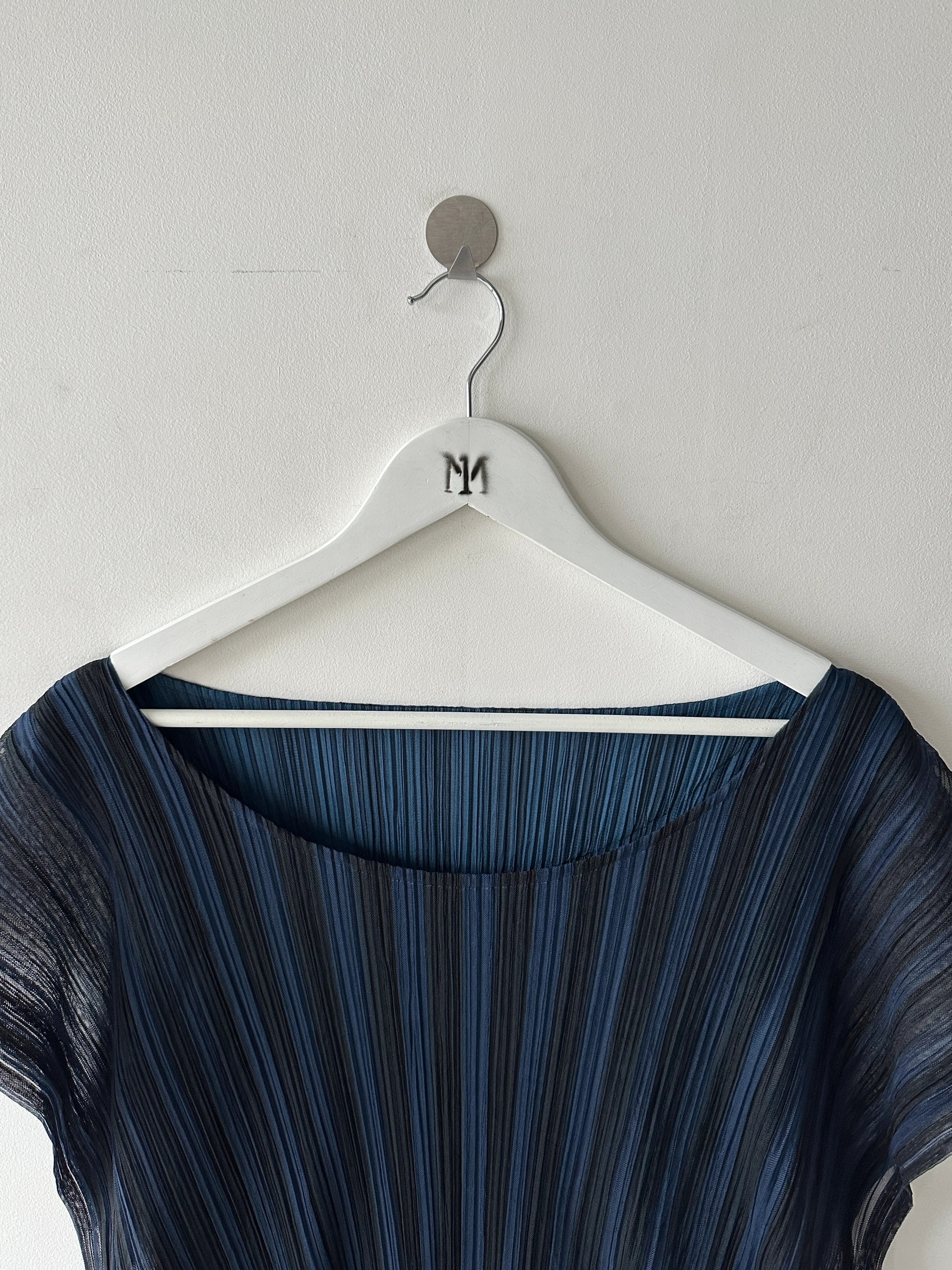 ISSEY MIYAKE - 2000s LAYERED LONGLINE TOP WITH SHEER MESH OVERLAY
