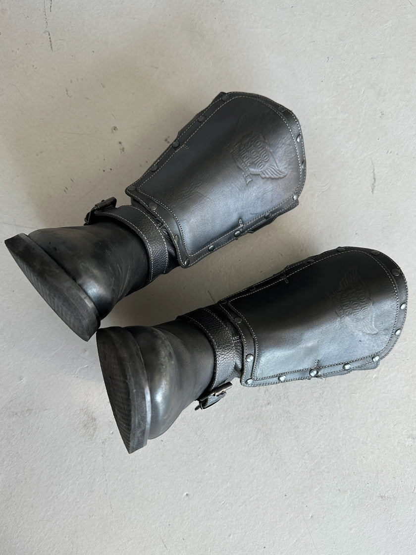 ARMANI JEANS - 2000s BIKER LEATHER BOOTS