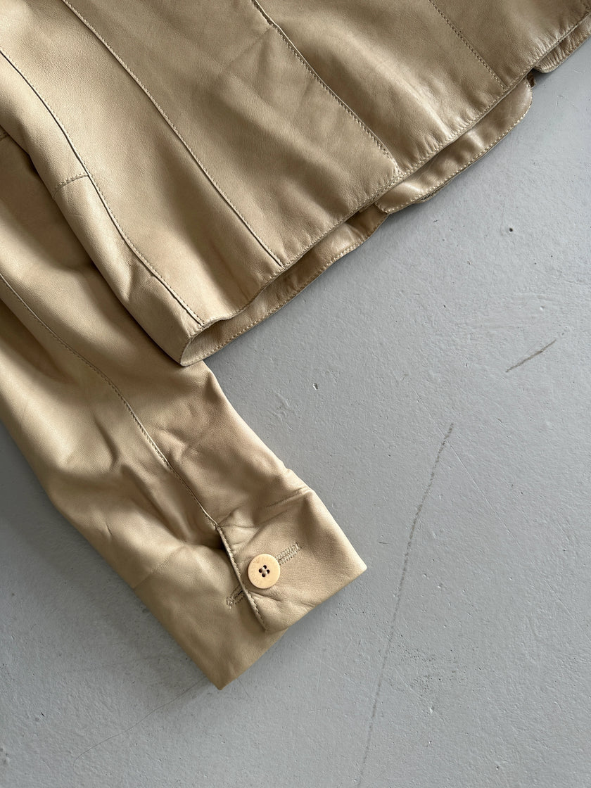 EMPORIO ARMANI - 2004 FUNNEL NECK LEATHER JACKET