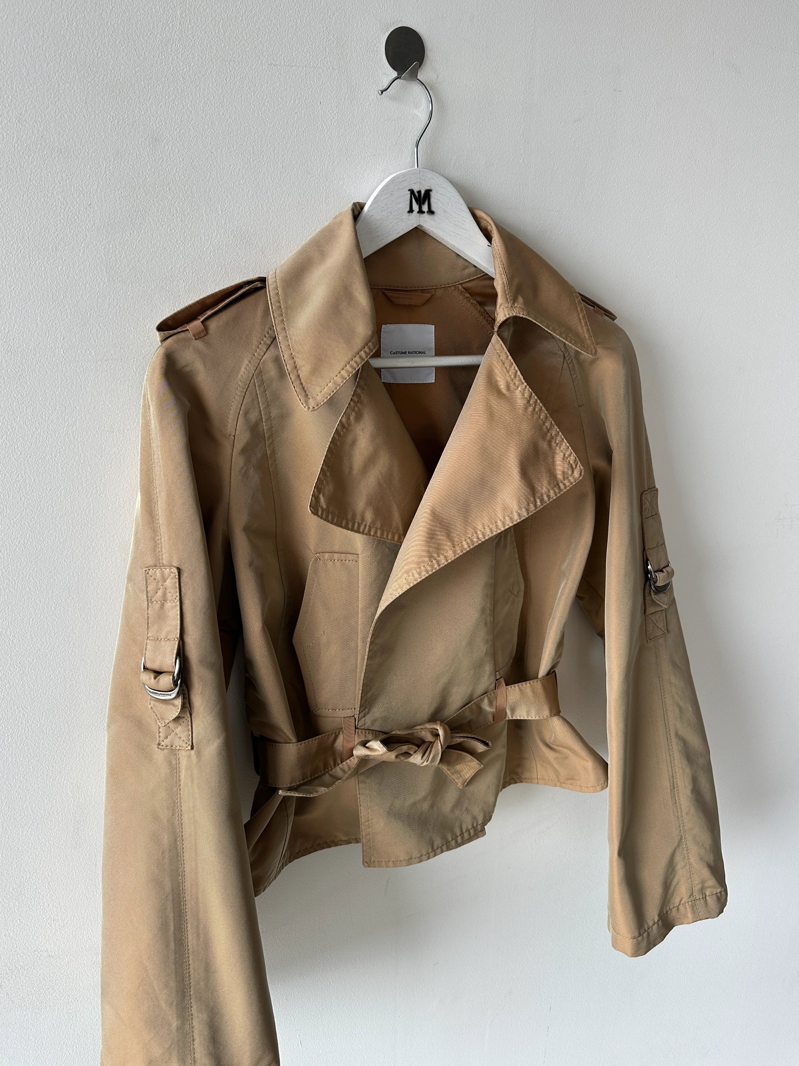 COSTUME NATIONAL - S/S 2007 CROP FIT BELTED TRENCH JACKET WITH BELL SLEEVES