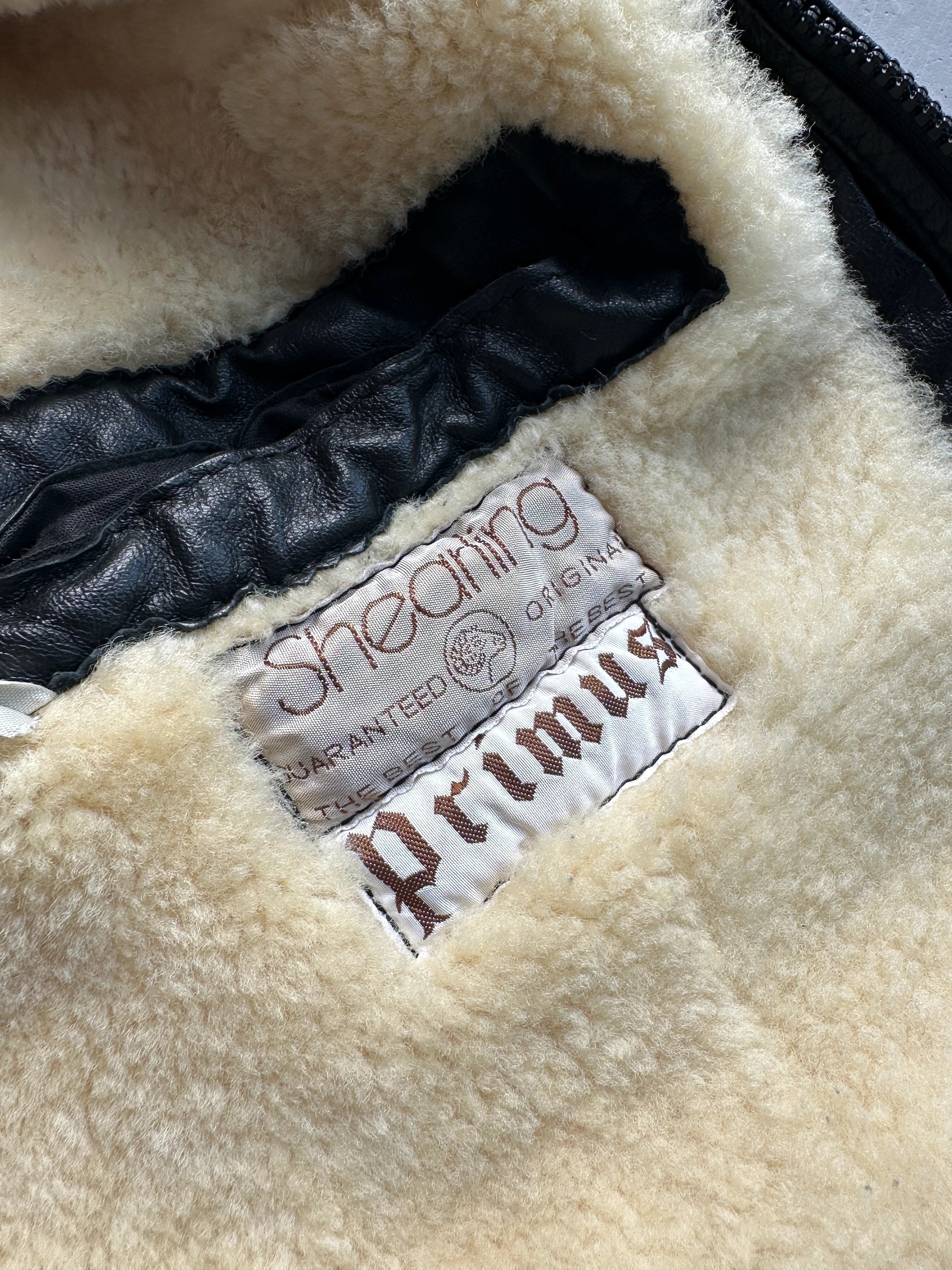 1990s REAL SHEARLING LEATHER VEST GILET JACKET