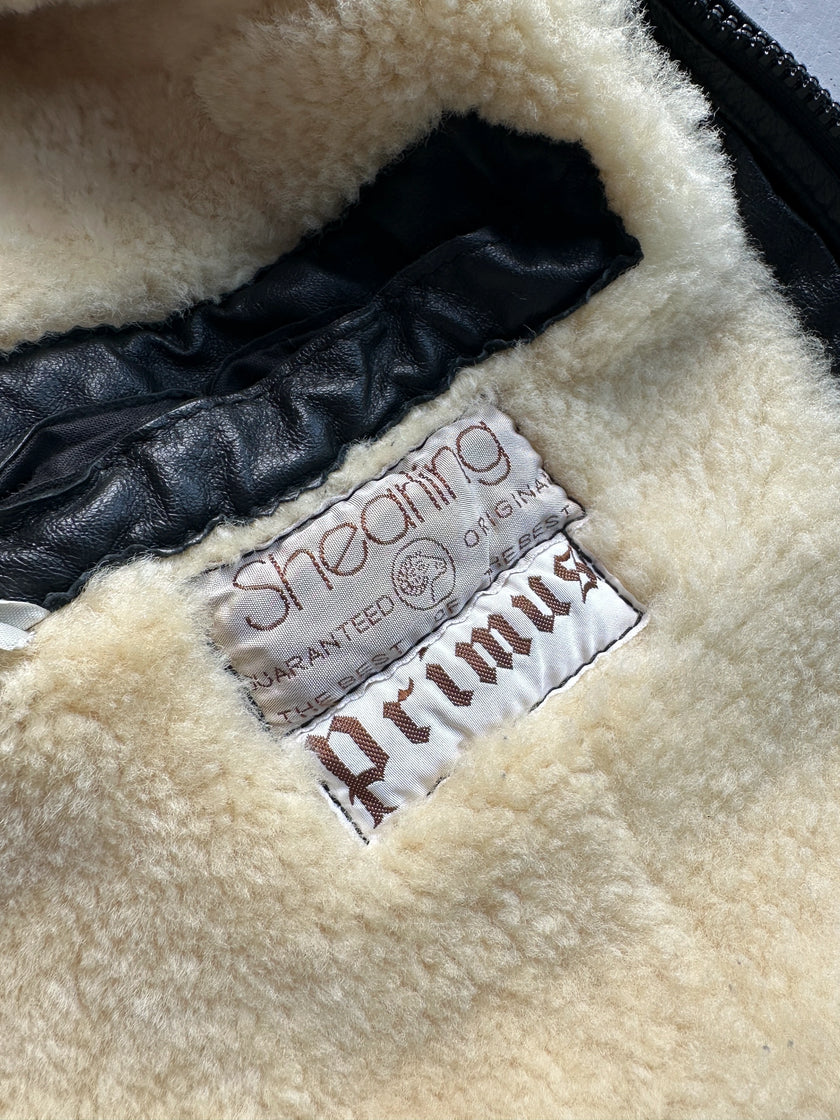 1990s REAL SHEARLING LEATHER VEST GILET JACKET