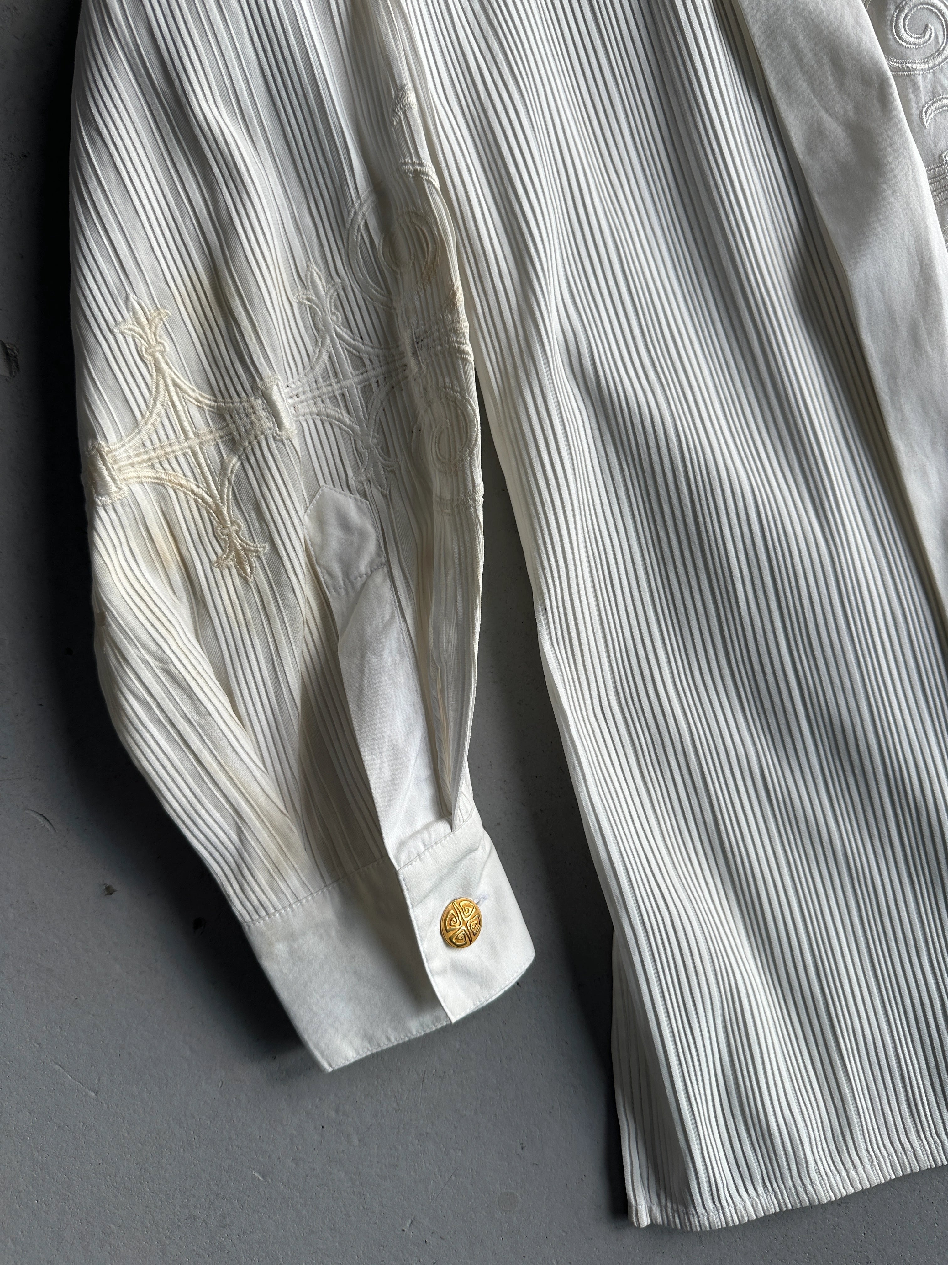 ESCADA - 1980s EMBROIDERED PLEATED BLOUSE
