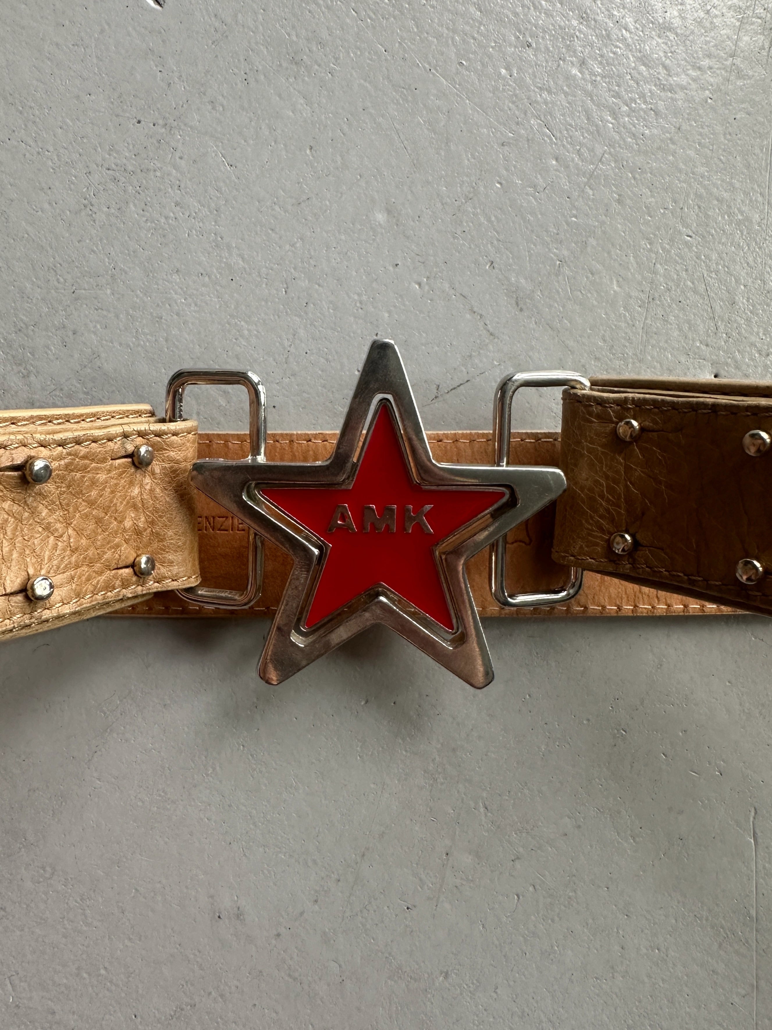 ANDREW MACKENZIE - 2000s STAR BUCKLE LOGO LEATHER BELT