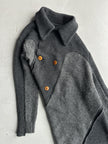 COMME DES GARÇONS - F/W 2002 ASYMMETRICAL KNIT TOP WITH FRONT AND BACK BUTTON EMBELLISHMENTS