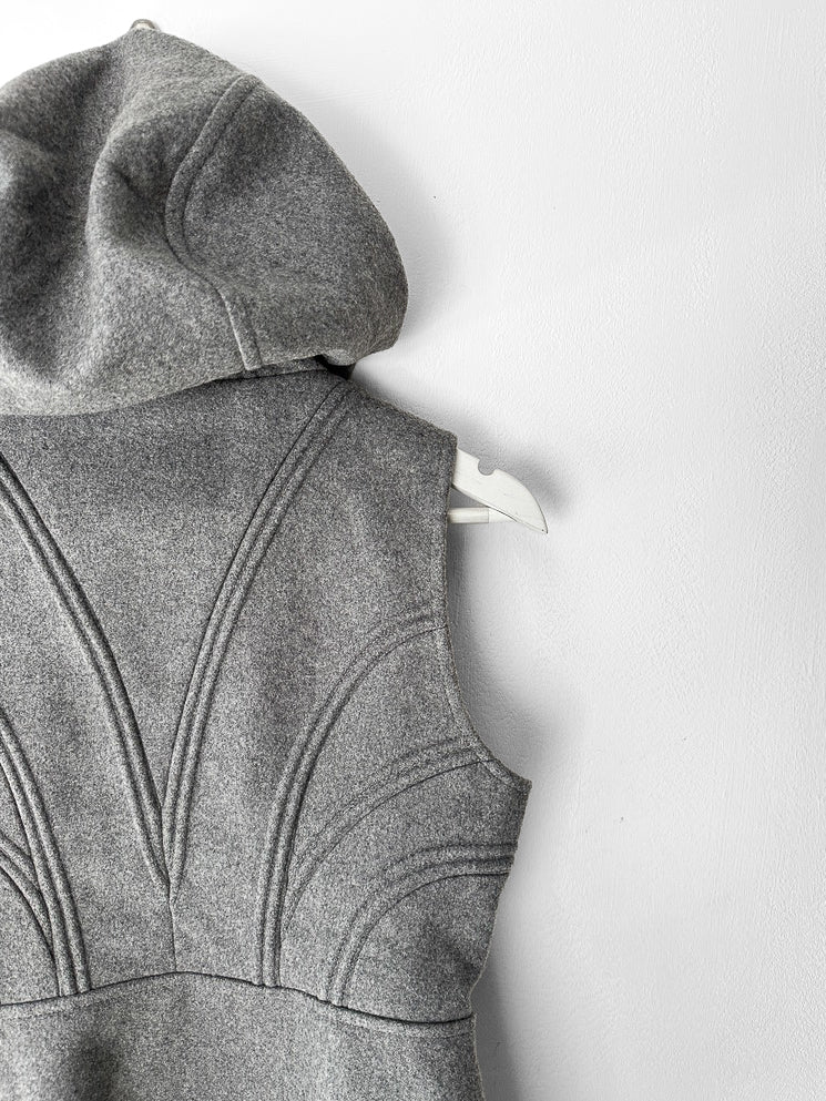 ITALIAN LABEL 2010s ZIPPED HOODED GILET JACKET