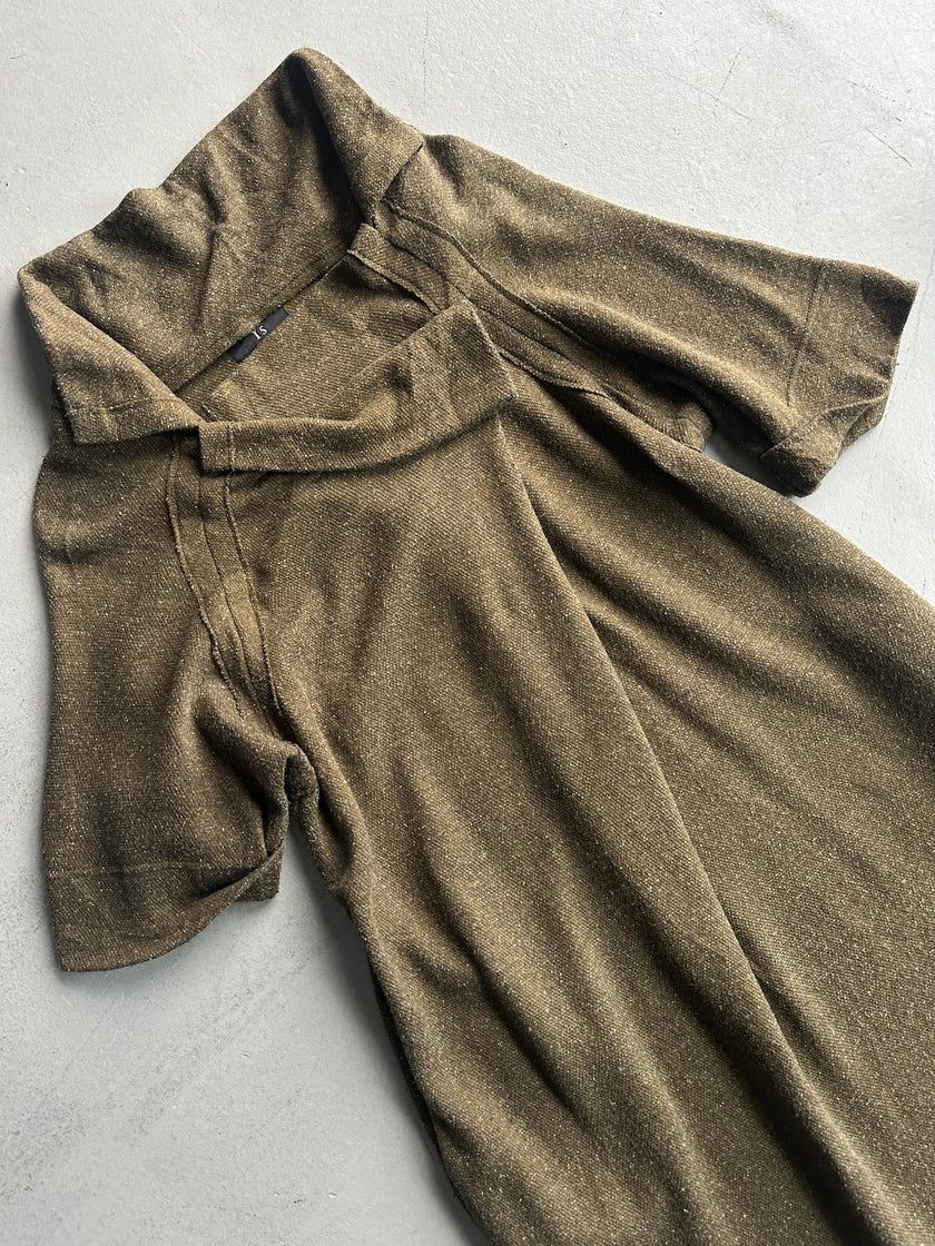 YOHJI YAMAMOTO Y's - A/W 2017 SHORT SLEEVE DRESS WITH FRONT PLEAT